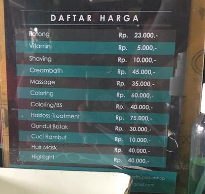 ARFA BARBERSHOP 6 LAYANAN